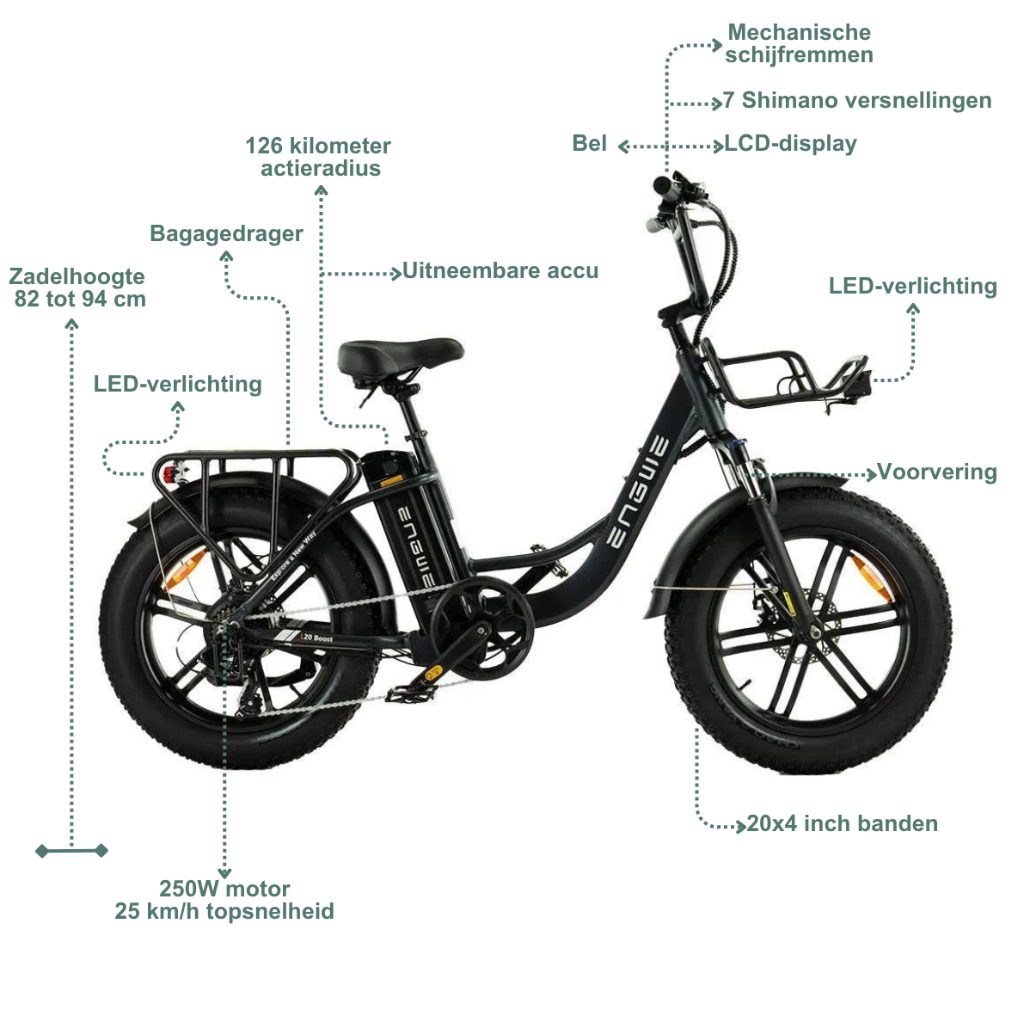 ENGWE L20 Boost - Zwart (incl. gratis voormand)