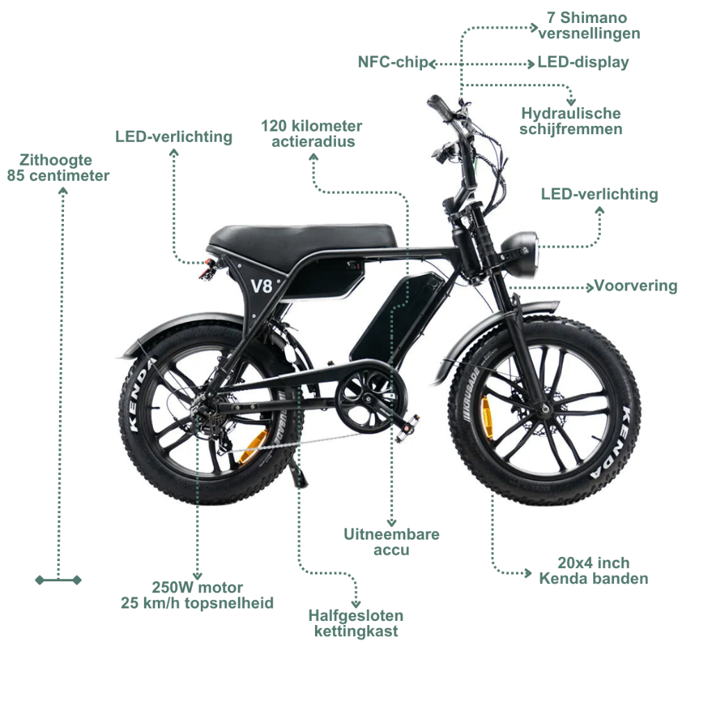 OUXI V8 Max - Zwart (dubbele accu, incl. achterzitje & alarm)