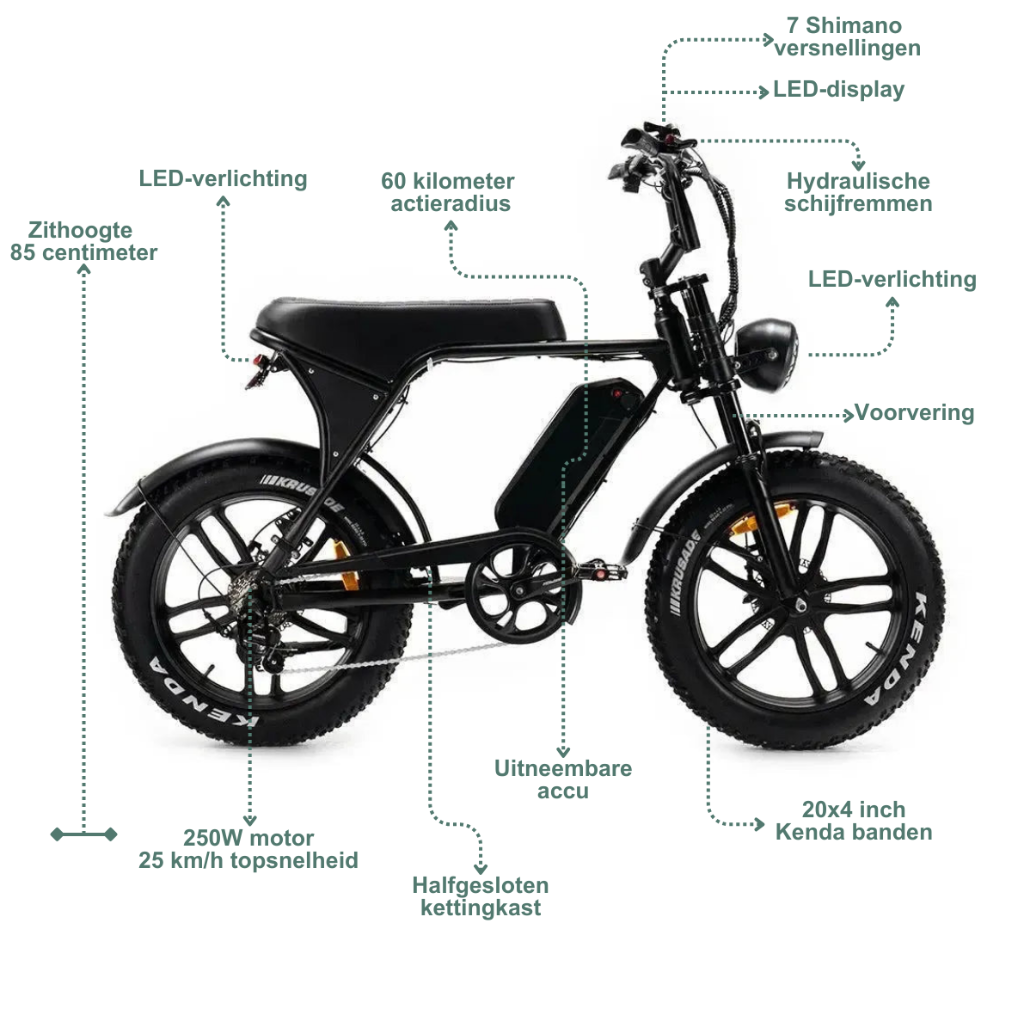 OUXI V8 - Zwart (incl. voetsteuntjes, achterzitje & alarm)