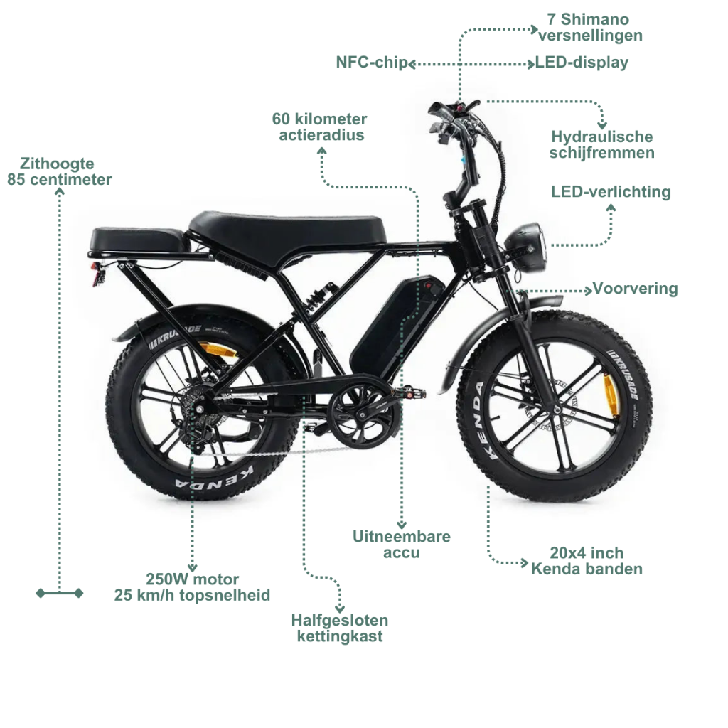 OUXI C90 - Zwart (incl. voetsteuntjes, achterzitje & alarm)