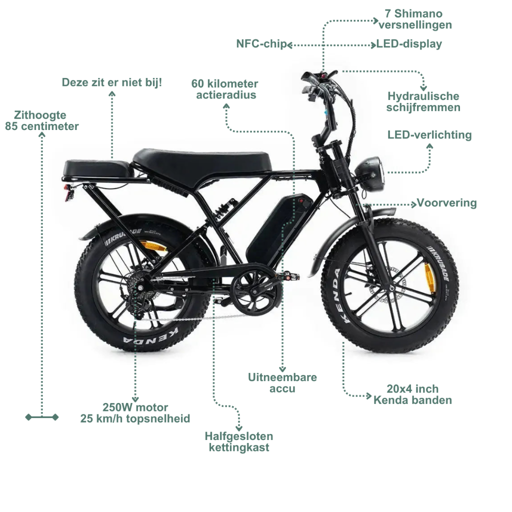 OUXI C90 - Zwart (incl. voetsteuntjes, voorrekje & alarm)