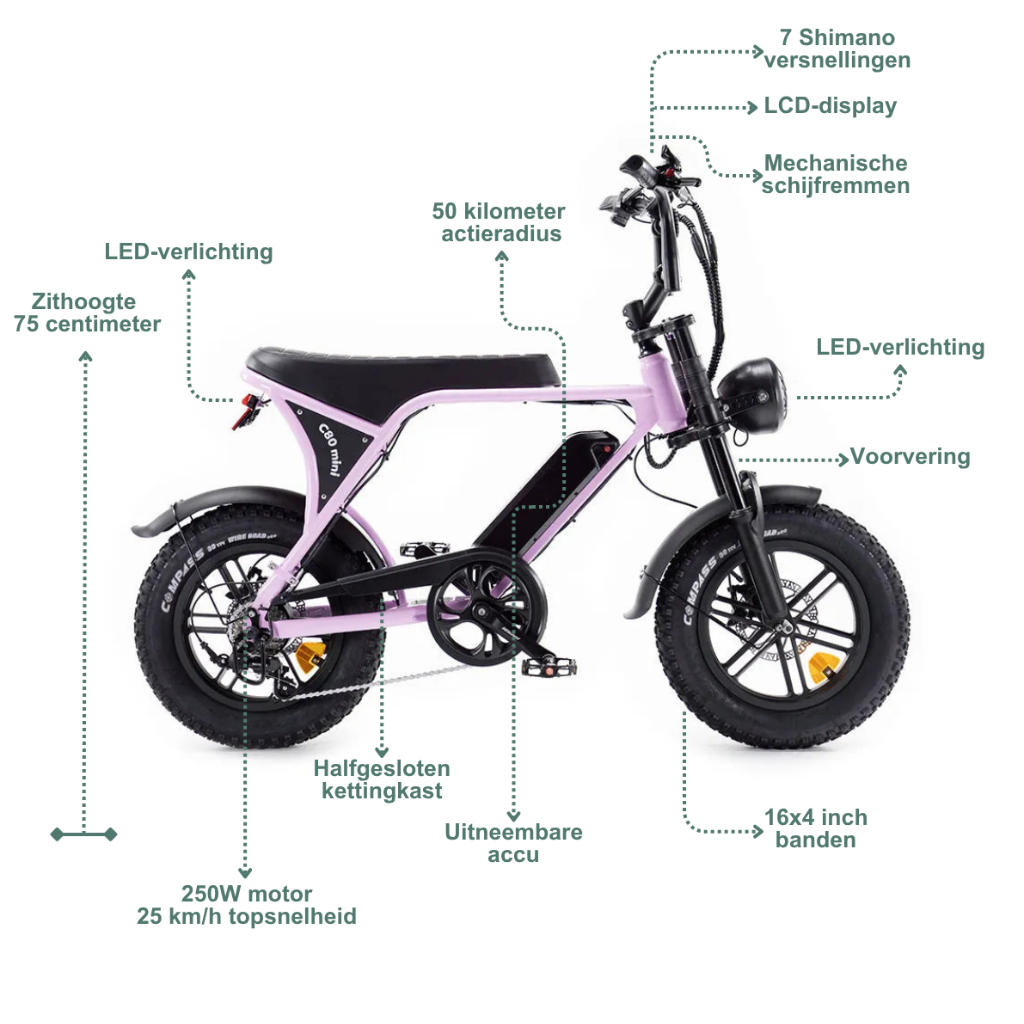 OUXI C80 Mini - Roze (incl. voetsteuntjes & alarm)