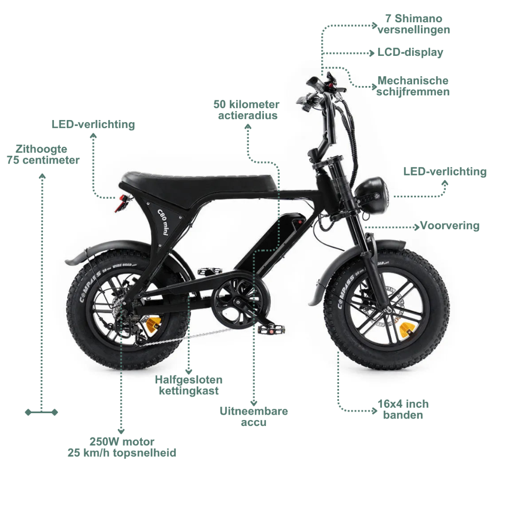 OUXI C80 Mini - Zwart (incl. voetsteuntjes & alarm)