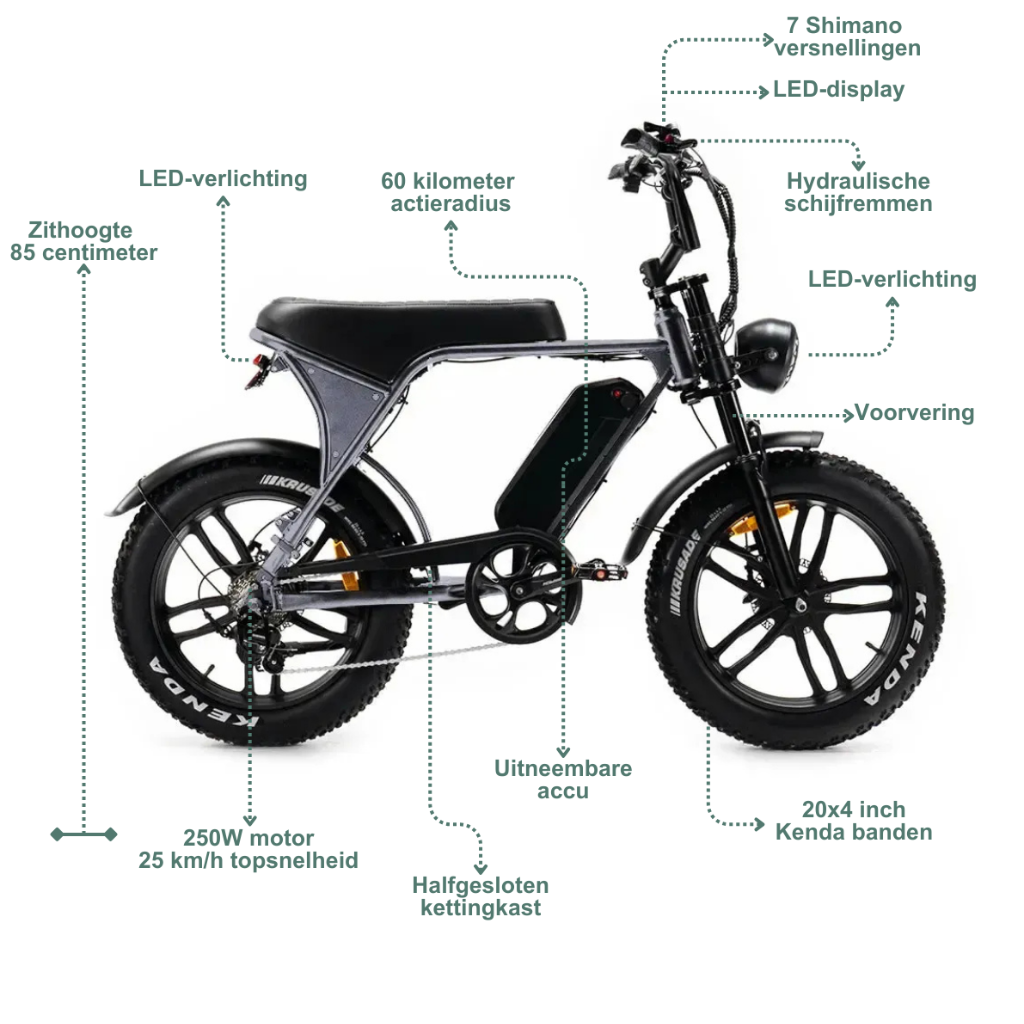 OUXI V8 - Grijs (incl. voetsteuntjes, achterzitje & alarm)